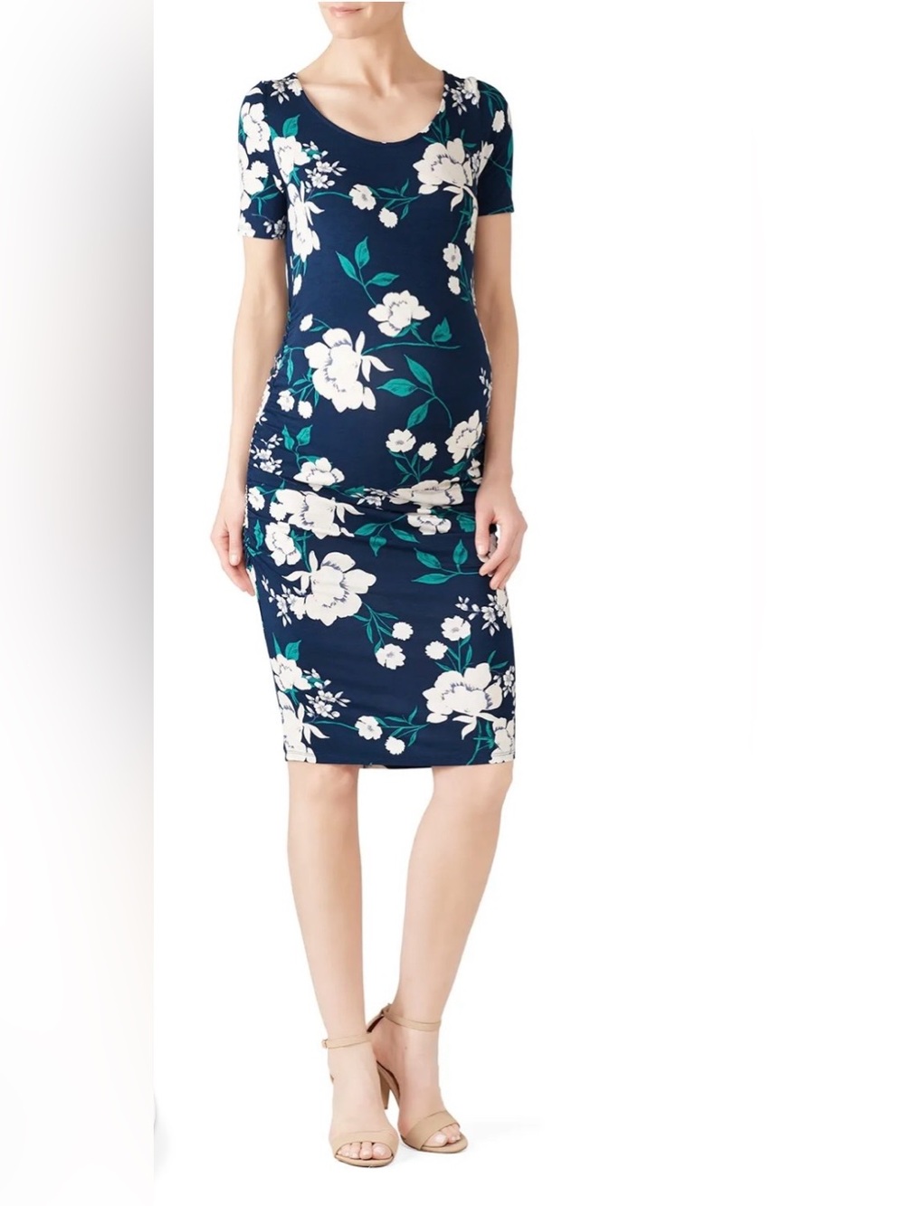 Yumi Kim Maternity Navy Floral dress with White Blossoms large